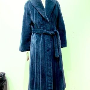 Teal blue sheared mink coat - size 8/10